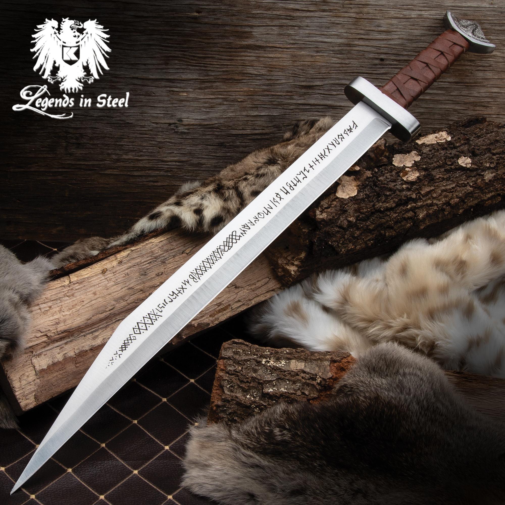 viking-seax-sword-etched-blade-display image