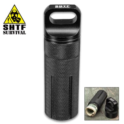 SHTF Black Waterproof Case Capsule With Handle