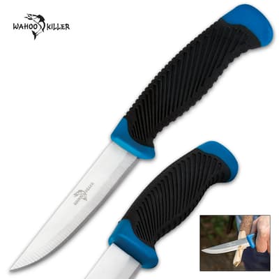 Wahoo Killer Multipurpose Fixed Blade Knife - Blue