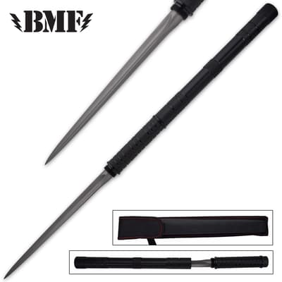 BMF Black Tri Edged Baton Dagger And Sheath