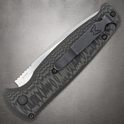 Closed Benchmade knife showing clip and handle design