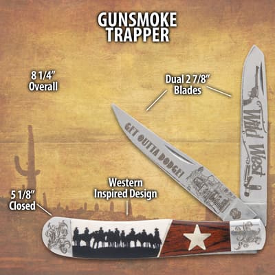 Gunsmoke Trapper knife with Western design details