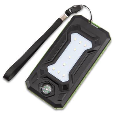 10000 MAH Solar Charger And Power Bank With Flashlight