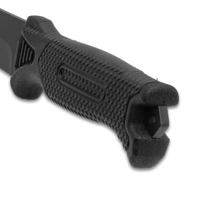 Close-up of textured knife handle