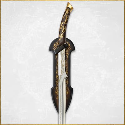 Sword displayed on a decorative wooden plaque