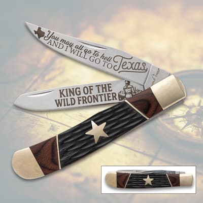 Pocket knife with engraved blades and star handle