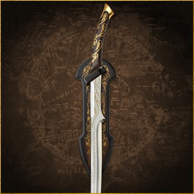 Sword mounted on a decorative display plaque