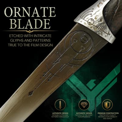 Ornate blade with intricate glyphs and patterns, true to film design