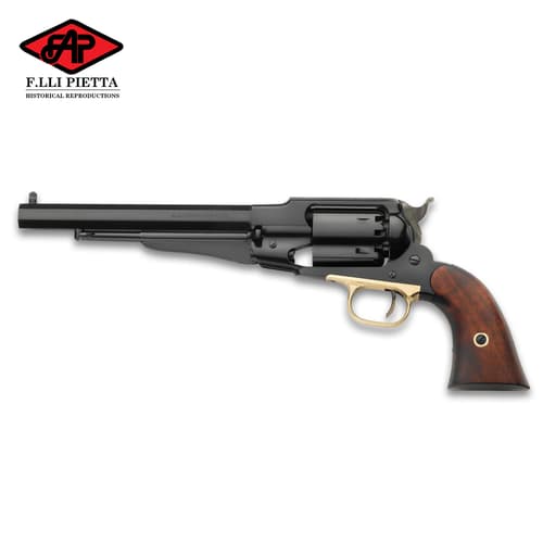 The Pietta 1858 Remington Army Black Powder Pistol replicates one of the most widely used sidearms of the American Civil War