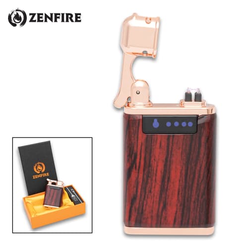 Full image of Zenfire Double Arc USB Rechargeable Lighter in rose gold.