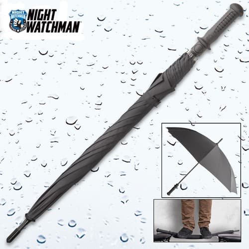 Night Watchman Self-Defense Umbrella - Carbon Fiber Rod, Fiber-Reinforced Nylon Handle, Glass-Breaker - Length 36 1/2”