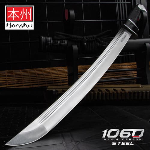 Honshu high carbon steel sword with a black tpr textured no slip grip handle