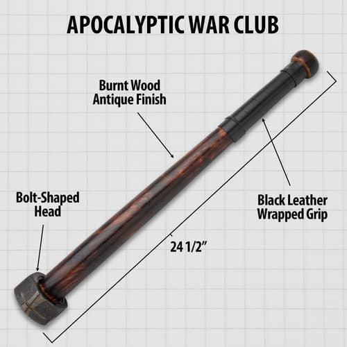 This iamge shows the different features of this heavy war club.