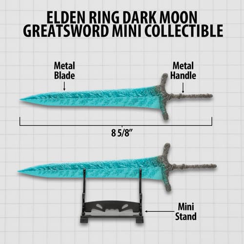 Dimensions of the sword and included display stand.