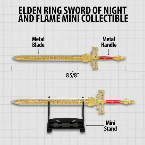 Dimensions of sword and included display stand.