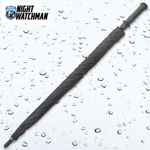 Night Watchman Self-Defense Umbrella - Carbon Fiber Rod, Fiber-Reinforced Nylon Handle, Glass-Breaker - Length 36 1/2”