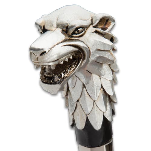 Antique Wolf Head Sword Cane - Stainless Steel Blade, Cold Cast Resin Handle, Aluminum Shaft, Rubber Toe - Length 36 1/4”