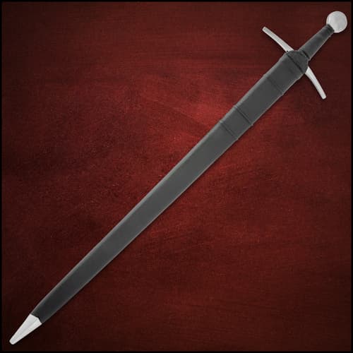 The sword in its scabbard.