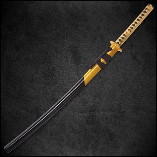 Shinwa Golden Knight Katana Sword with Wooden Scabbard - 1045 High Carbon Steel - Genuine Ray Skin