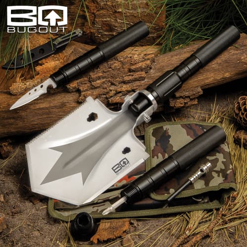 The BugOut Small Multi-Function Folding Entrenchment Tool has functions and features you need in your camping gear, vehicle emergency bag and bugout bag