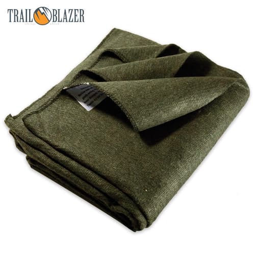 Trailblazer Wool Blanket - Olive Drab Green -  51" x 80" - 2 Pounds - Heavy and Warm