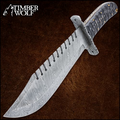 The Timber Wolf Shark Back Knife in and out of its sheath