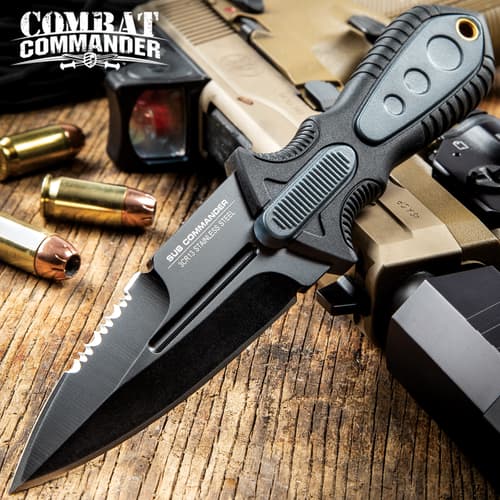 Combat Commander Sub Commander Next Generation Boot Knife - 3Cr13 Stainless Steel Blade, Brass Lanyard Hole - Length 6 1/2”