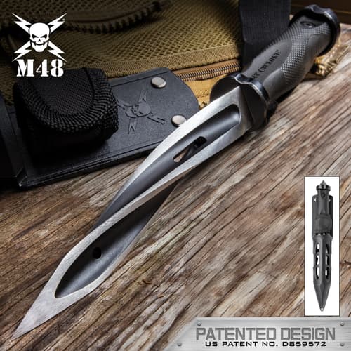 United Cutlery Cyclone Boot Knife With Custom Vortec Sheath - Cast Stainless Steel Blade, Piercing Point, Reinforced Nylon Handle - Length 10 1/2”