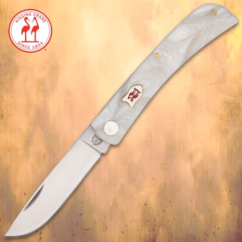 Kissing Crane Pearl Pocket Farmer Pocket Knife