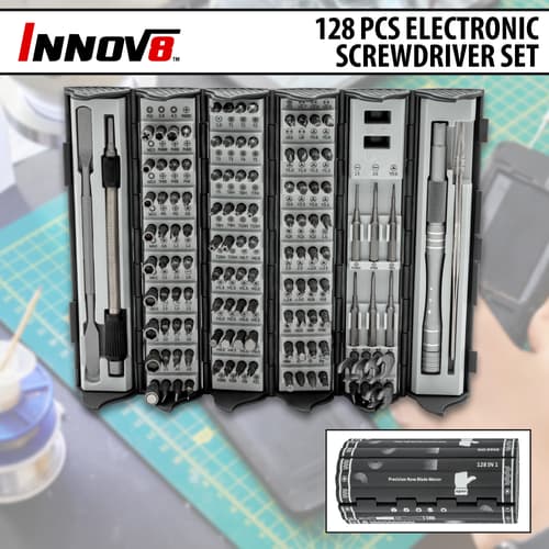 The Innov8 128 piece electronic screwdriver set.