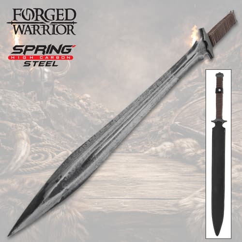 Forged Warrior sword with high carbon steel blade and leather grip