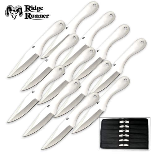 Ridge Runner 12 Ninja Throwing Knives Set with Sheath