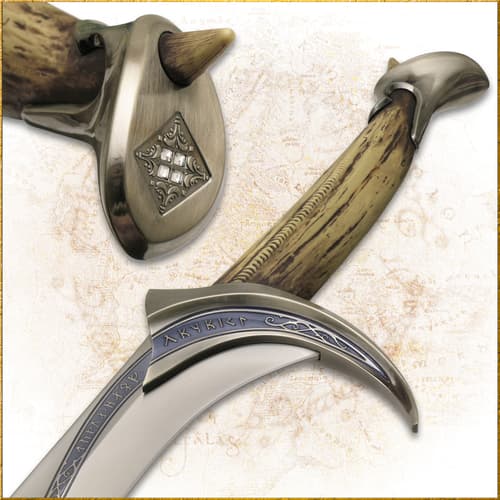 The hilt of Orcrist's sword is shown from the side and the bottom.