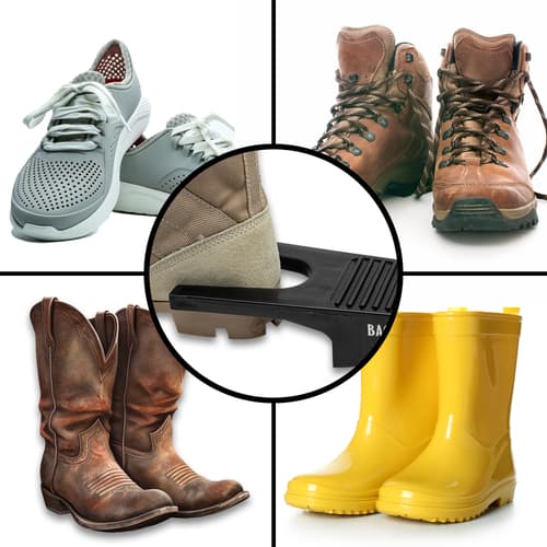 Multiple images of different types of boots that can be used in the Boot Jack.