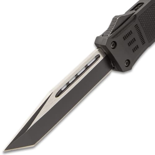 Close-up of a tactical knife blade