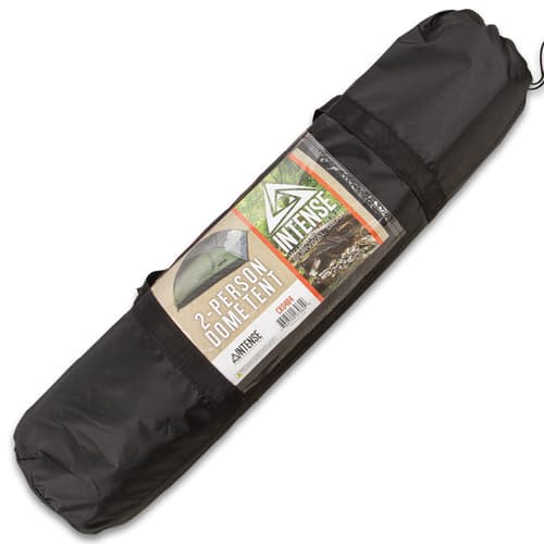 Intense Two-Person Dome Tent - OD, Door Awning, Rainfly, Rip-Resistant Polyester Shell, Fiberglass Pole Frame, Carry Bag - Dimensions 7'x 5'x 4'