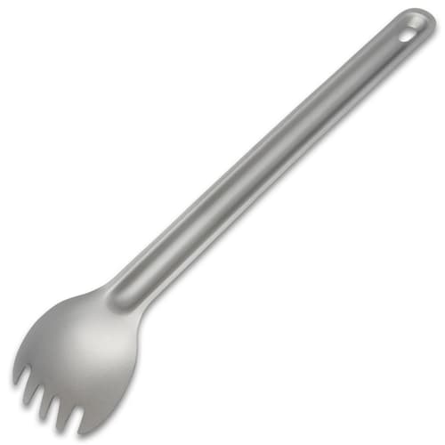 The full length of the spork shown