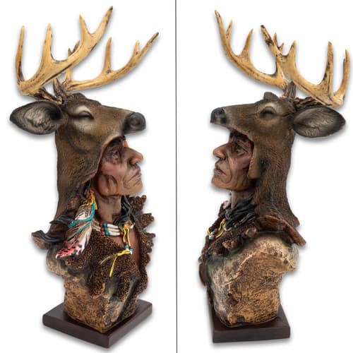 Indian Deer Head Sculpture side profiles