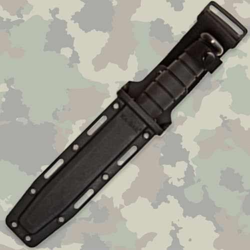 Black knife sheath on camo background