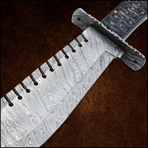 The fixed blade knife in its sheath