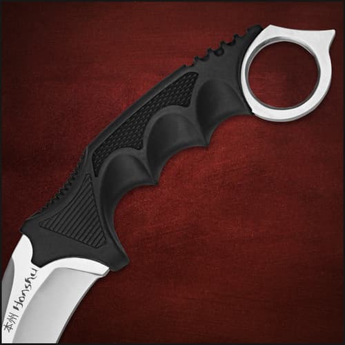 United Cutlery Silver Honshu Karambit With Shoulder Harness Sheath - 7Cr13 Stainless Steel Blade, Over-molded Handle - Length 8 3/4”