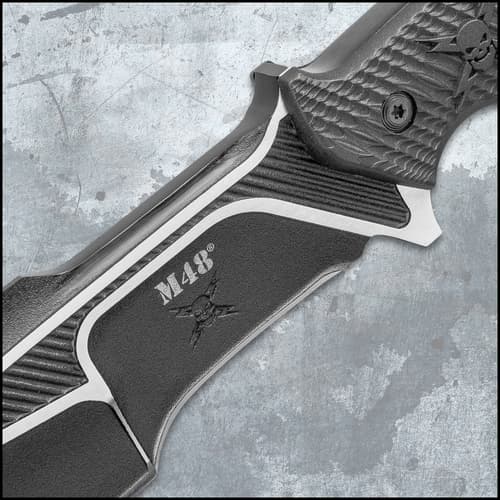 M48 Liberator Sabotage II Combat Knife With Sheath - Cast Stainless Steel, Black Oxide Coating, Layered G10 Handle - Length 13 1/2”
