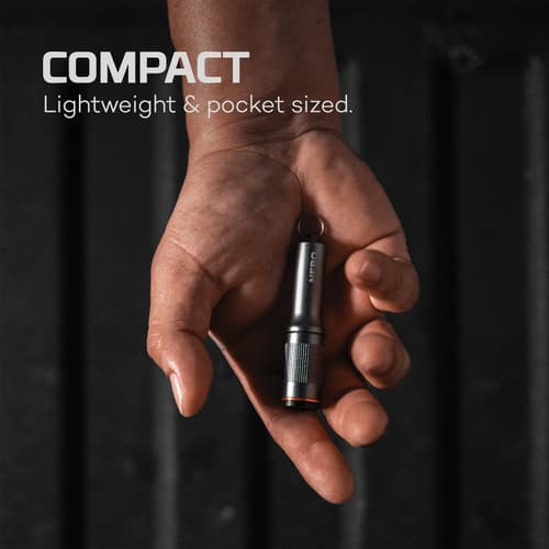 The 100 lumen flashlight from Nebo fits well in the palm of your hand.