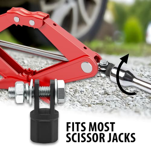 The scissor jack adapter in used