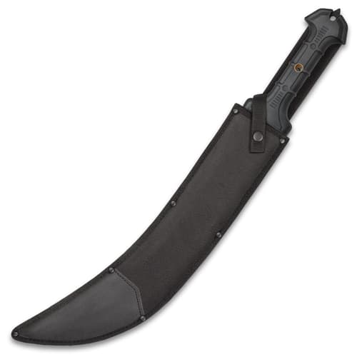 Combat Commander Thrax Gladius / Gladiator Sword - 1065 High Carbon Steel, Black - Rubberized TPR - Heavy Duty Nylon Belt Sheath - Modern Tactical Take on Ancient Roman / Thracian Sica - 24"