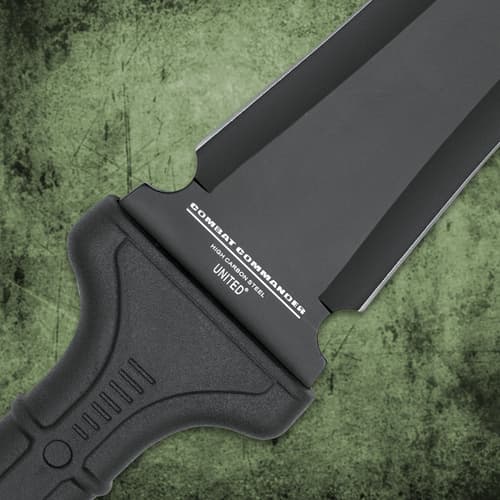 Combat commander gladiator sword enclosed in black reinforced nylon sheath
