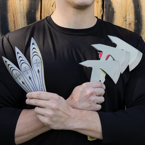 You’re also getting a three-piece set of the Screaming Arrow Throwing Knives