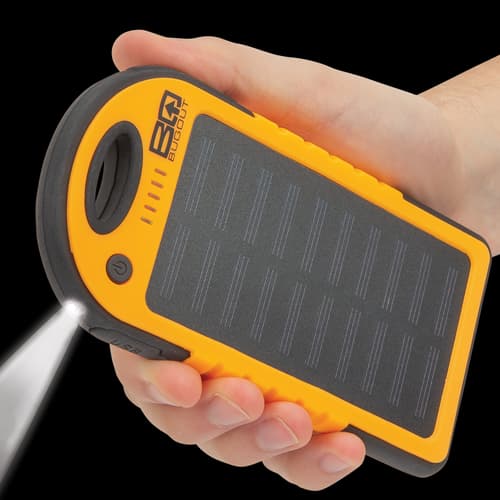 The charger has a powerful monocrystalline solar panel that will charge the li-polymer battery, which has an 8,000 mAh capacity