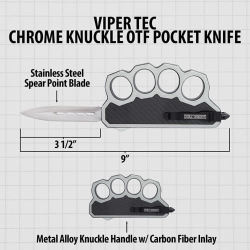 Diagram of knuckle knife with dimensions and features