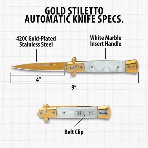 The specs of the automatic stiletto knife